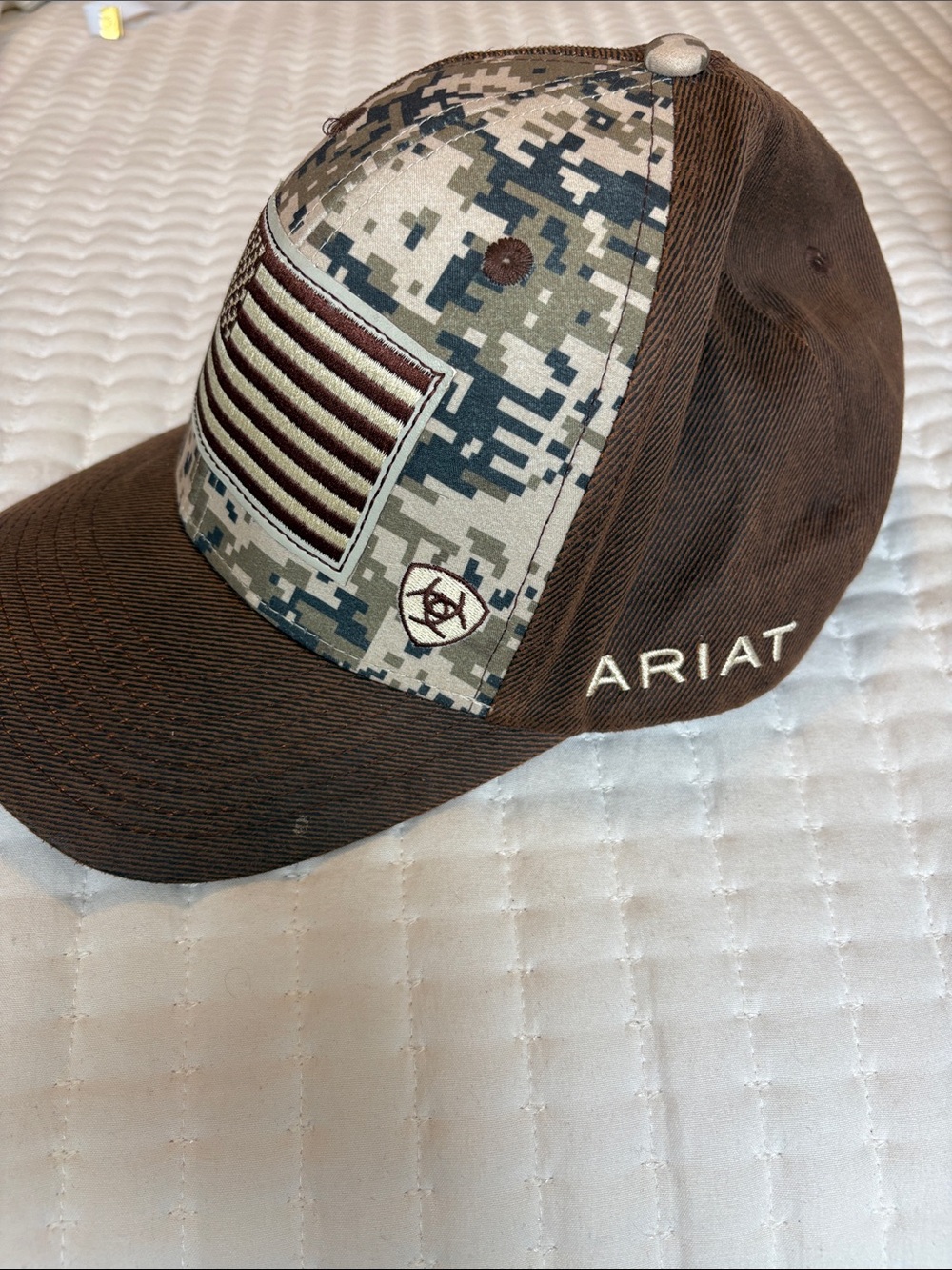 Ariat Brown & Digital Camo Flag Patch Cap